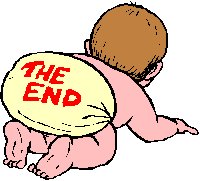 baby with 'the end' written on his nappy