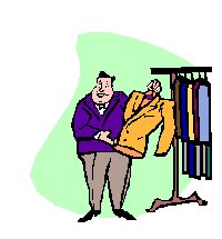 shop assistant holding jacket on hanger