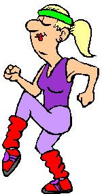 cartoon lady exercising in leg warmers