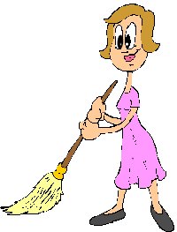 cartoon lady with broom