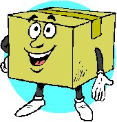 cartoon cardboard box with arms and legs