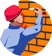 man pointing bricks
