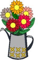 watering can full of flowers