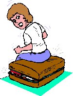woman sitting on suitcase 