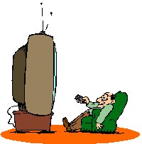man in arm shair watching huge tv