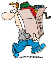 man carrying over full cardboard box