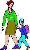 lady walking with small boy