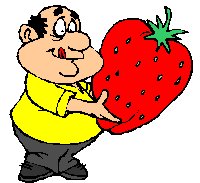 man with huge strawberry