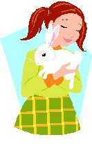 girl cuddling rabbit
