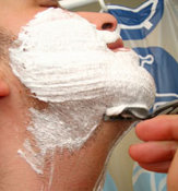 man having a wet shave