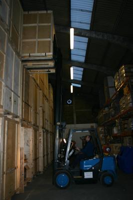 inside a large storage facility