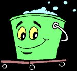 cartoon bucket of soapy water