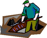 man digging hole