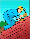 man working on tiled roof