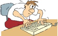 cartoon of a man working at a keyboard