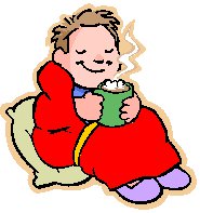 boy in dressing gown and drinking hot drink
