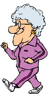elderly lady in track suit walking