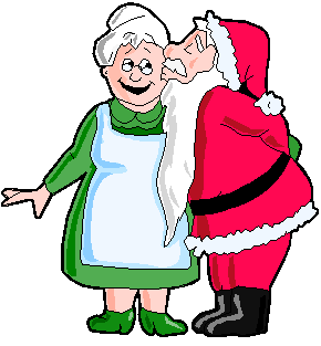 Father Christmas kissing old lady