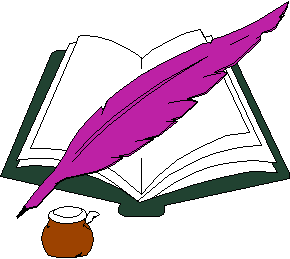 open book, quill and ink